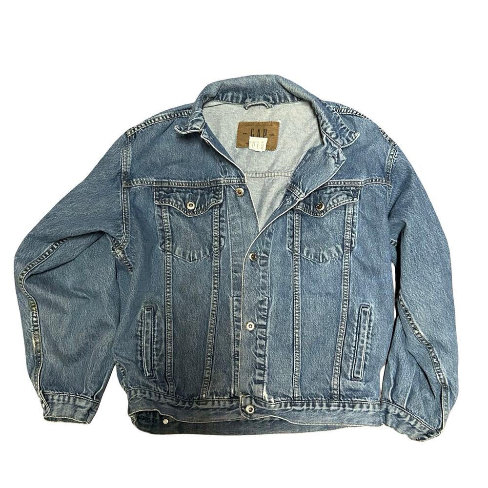 Gap 1999 Y2K Denim Trucker Jacket Womens XXL Cropped Grunge Preppy Timeless